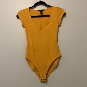 Mustard ribbed bodysuit